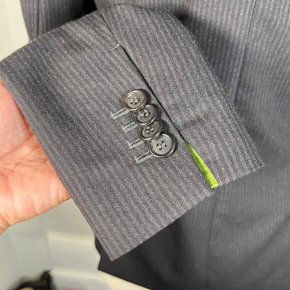 Paul Smith Women's Pinstripe Blazer Jacket 44 Black Virgin Wool Career Work - Picture 5 of 13